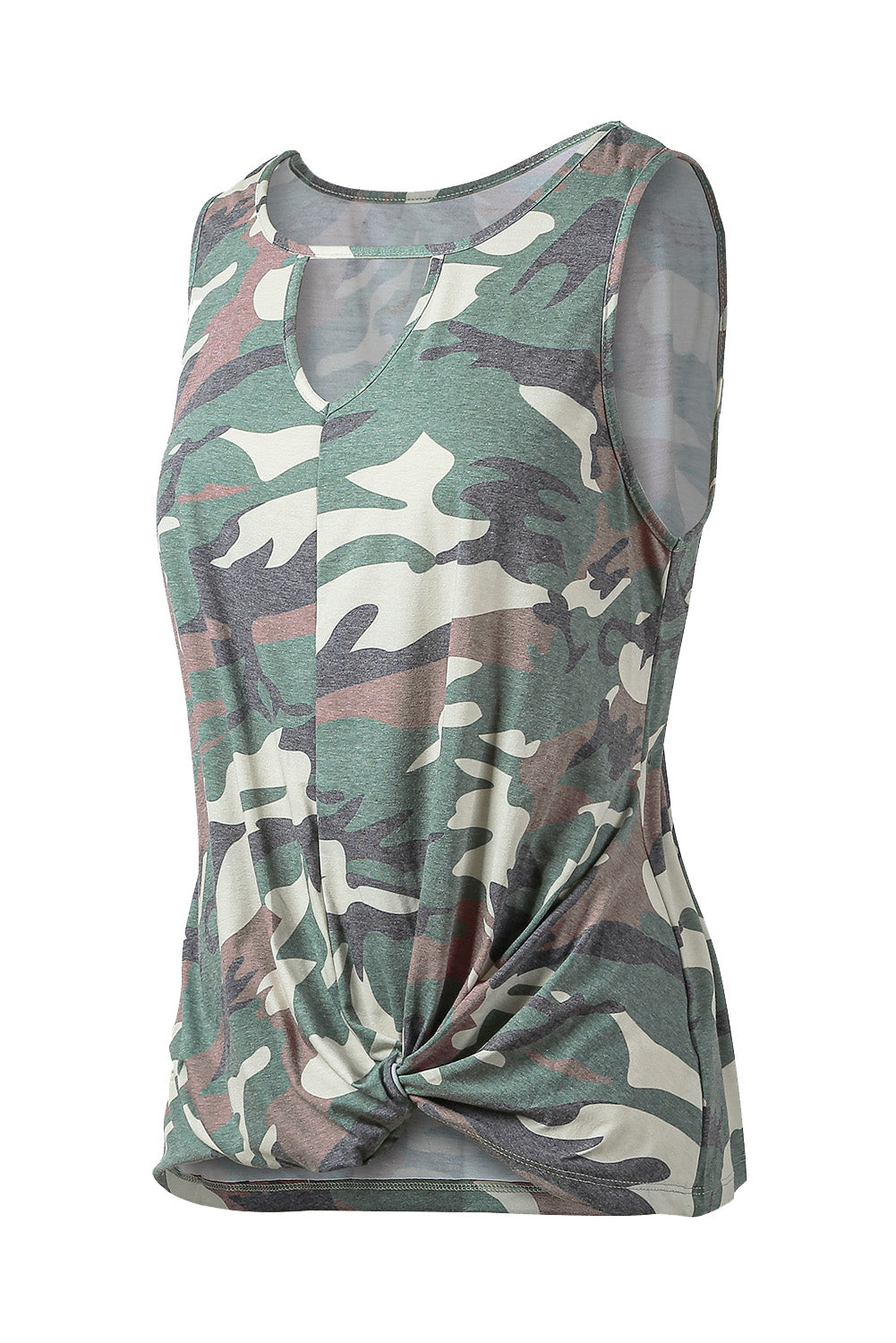 Camouflage Print Cutout Hem Detail Tank