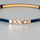 Rhinestone Flower Adjustable PU Leather Belt