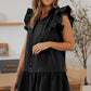 Ruffle Shoulder Tie-Neck Tiered Dress