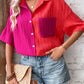 Two-Tone Button Front Dropped Shoulder Shirt