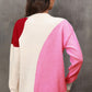 Color Block Ribbed Cuff Drop Shoulder Sweater