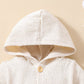 Baby Textured Button Front Hooded Jumpsuit with Pockets