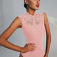 Scalloped Lace Yoke Sleeveless Bodysuit