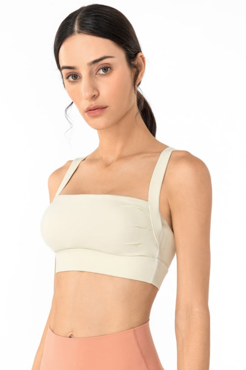 Open Back Pleated Detail Sports Bra