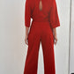 Belted Three-Quarter Sleeve Jumpsuit