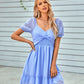 Tied Ruffle Hem Smocked Reversible Dress