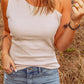 Asymmetrical Neck Sleeveless Waffle-Knit Tank