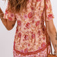 Bohemian Buttoned Short Puff Sleeve Blouse