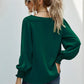 Lace Trim Lantern Sleeve Blouse