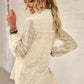 Swiss Dot Frilled Notched Neck Blouse