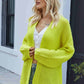 Rib-Knit Open Front Drop Shoulder Cardigan