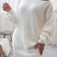 Rib-Knit Balloon Sleeve Boat Neck Sweater Dress