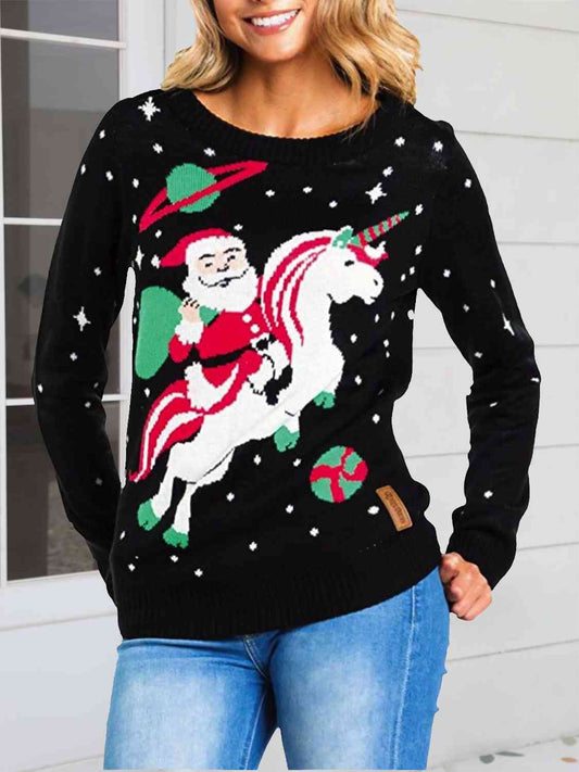 Christmas Round Neck Knit Top