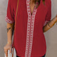 Embroidered V-Neck Top