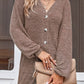 Buttoned V-Neck Long Sleeve Cardigans