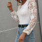 Lace Sleeve Round Neck Ribbed Top