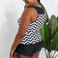 Full Size Chevron Print Ruched Tankini Set