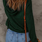 Dropped Shoulder Drawstring Hooded Knit Top