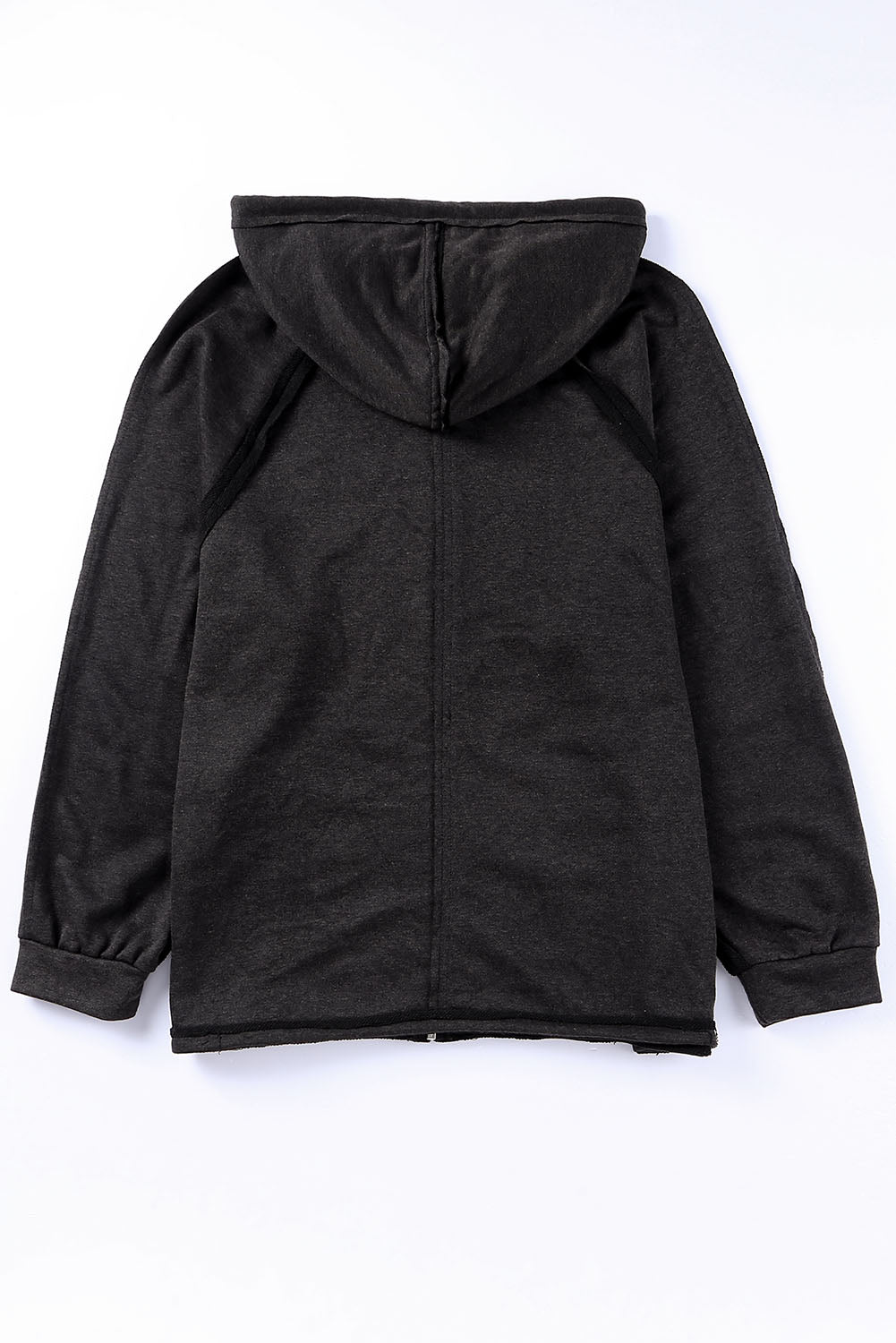 Exposed Seam Drawstring Hooded Jacket with Pockets