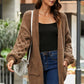 Open Front Ribbed Trim Duster Cardigan