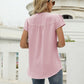 Swiss Dot Notched Neck Short Sleeve Top