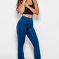 High Waist Zip Detail  Flare Long Jeans