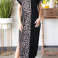 Leopard Color Block Split Dress