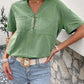 Buttoned Notched Neck Cuffed Sleeve Blouse