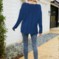 Scalloped Boat Neck Openwork Tunic Sweater
