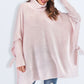 Tied Turtleneck Asymmetrical Hem Sweater