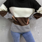 Color Block Lantern Sleeve Turtleneck Sweater