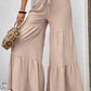 Drawstring Waist Tiered Flare Culottes
