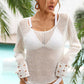 Openwork Scoop Neck Long Sleeve Cover-Up