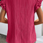Textured Tie Neck Butterfly Sleeve Blouse