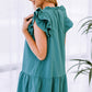 Ruffle Shoulder Tie-Neck Tiered Dress