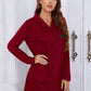 Heart Graphic Lapel Collar Long Sleeve Night Dress