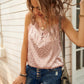 Leopard Eyelash Trim Buttoned Cami
