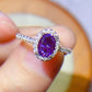 925 Sterling Silver 1 Carat Purple Moissanite Ring