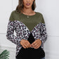 Leopard Patch Color Block Ribbed Top