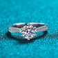 925 Sterling Silver Moissanite Adjustable Ring
