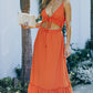 Frill Trim Cutout Spaghetti Strap Dress