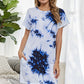 Tie-Dye Round Neck Tee Dress with Pockets