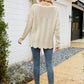 Scalloped Boat Neck Openwork Tunic Sweater