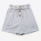 Buttoned Drawstring Waist Cuffed Shorts