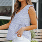 Printed Frill Trim Flutter Sleeve V-Neck Top
