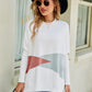 Color Block Round Neck Side Slit Sweater