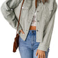 Raw Hem Button Down Corduroy Jacket with Pockets