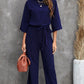 Belted Three-Quarter Sleeve Jumpsuit