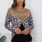 Leopard Patch Color Block Ribbed Top