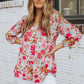 Floral V-Neck Tiered Babydoll Blouse